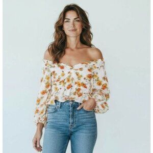 Caroline Constas White Multicolor Floral Onira Top - Size XS